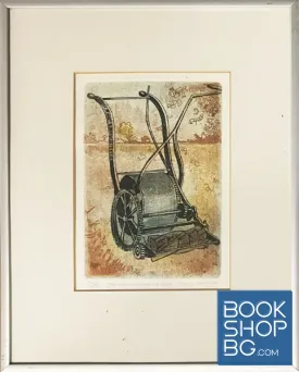 Стара картина, суха игла, литография, офорт, графика, подписана. Warner Hemstede